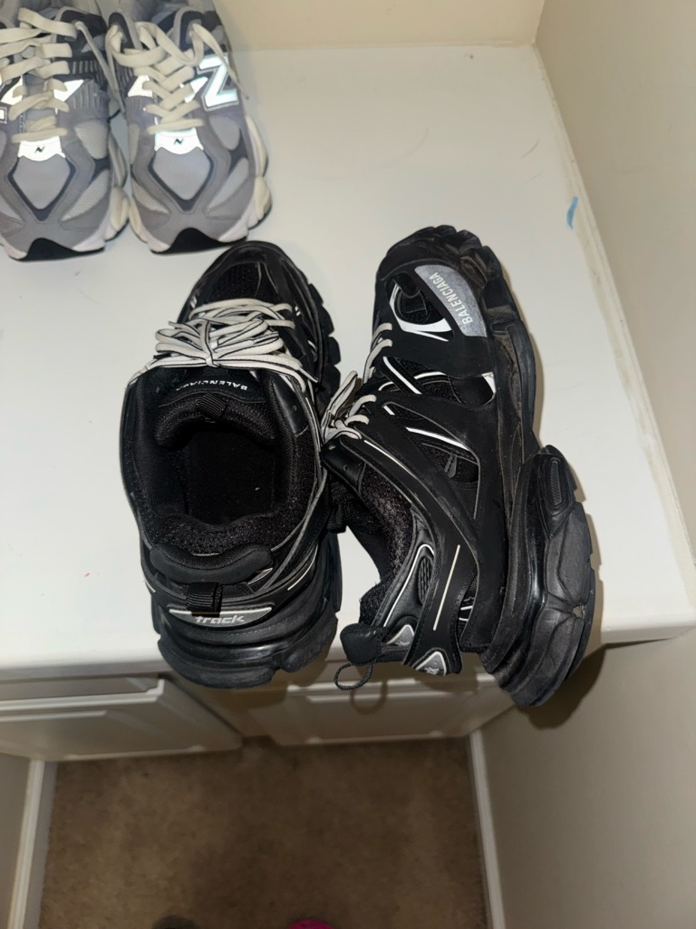 Balenciaga Black men' Track Sneakers with White Accents